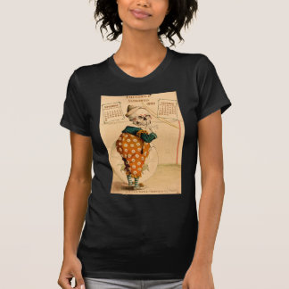 ピエロの骨組ヴィンテージのイラストレーション Tシャツ