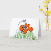 ピエロの魚を海藻に入れて2歳になる カード (黄色い花)