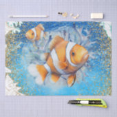 ピエロの魚貝水色 薄葉紙 (クラフト)