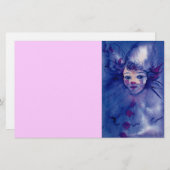 ピエロインパープルヴェネツィアカーニバル顔、ピンク 便箋 (正面/裏面)