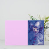 ピエロインパープルヴェネツィアカーニバル顔、ピンク 便箋 (スタンド正面)