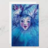 ピエロインブルーヴェネツィアカーニバル顔 便箋 (正面/裏面)