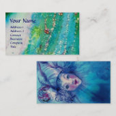 ピエロイン青/抽象芸術ティール（緑がかった色）金ゴールドきらめき 名刺 (正面/裏面)