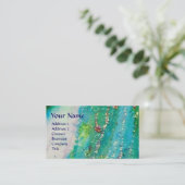 ピエロイン青/抽象芸術ティール（緑がかった色）金ゴールドきらめき 名刺 (スタンド正面)