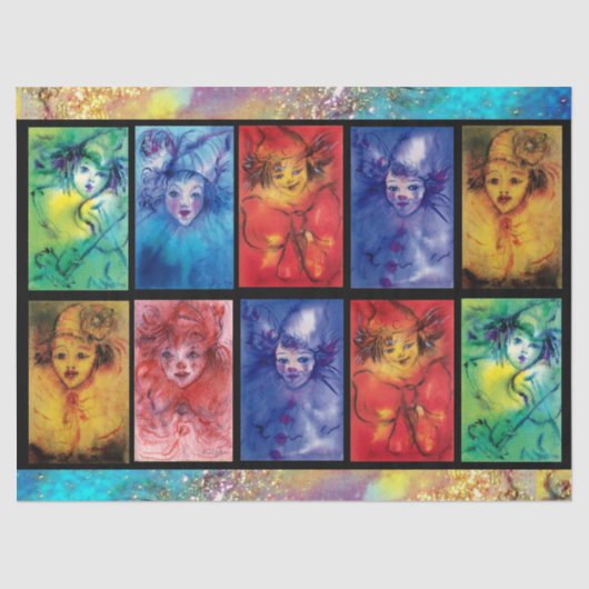 ピエロカラフルコレクションヴェネツィアカーニバル顔 薄葉紙 (正面)