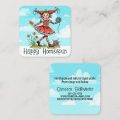 ピエロガーリーの妖精の糸編み編み物の編み物 スクエア名刺 (正面/裏面)