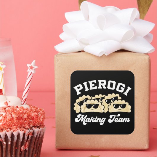 ピエロギ作りチームピエロギ作り食品ポーランド語 スクエアシール (パーティー)