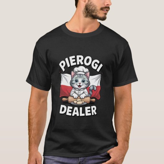 ピエロギ販売猫ポーランドルーツ食品 Tシャツ (正面)