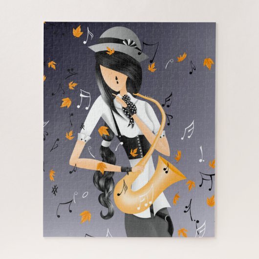 ピエロサキソホニストゴールデン葉ズジグソーパズル ジグソーパズル (縦)