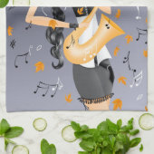 ピエロサクソポニストゴールデン葉ズティータオル キッチンタオル (折り畳み)