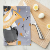 ピエロサクソポニストゴールデン葉ズティータオル キッチンタオル (四つ折り)