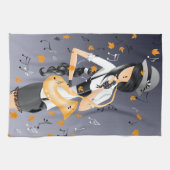 ピエロサクソポニストゴールデン葉ズティータオル キッチンタオル (横)