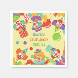 ピエロサーカス誕生日パーティパーソナライズされたー名 スタンダードカクテルナプキン