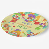ピエロサーカス誕生日パーティパーソナライズされたー名 ペーパープレート (アングル)