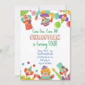 ピエロサーカス誕生日パーティーの招待 招待状 (正面)