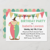 ピエロテーマガールズバースデーパーティー 招待状 (正面/裏面)