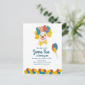 ピエロハンドドローカーニバル誕生日カラフルインビタ ポストカード (スタンド正面)