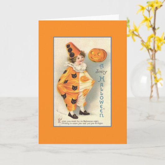 ピエロビクトリアンハロウィーン用グリーティングカード カード (黄色い花)