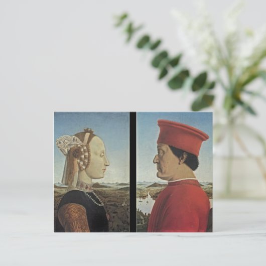 ピエロフランチェスカ – ポートレートズフェデリコダモンテフェルトロ ポストカード (スタンド正面)