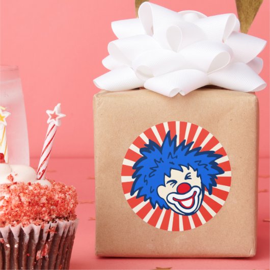 ピエロブルーヘアサーカスカーニバルパーティー ラウンドシール (パーティー)