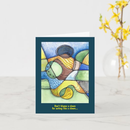 ピエロユーモアのある演技のようなピエロ カード (黄色い花)