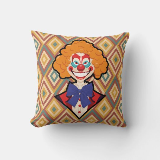 ピエロ不気味レトロハロウィーンクリーミーカーニバル クッション (正面)