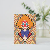 ピエロ不気味レトロ不気味カラフルハロウィン シーズンポストカード (スタンド正面)