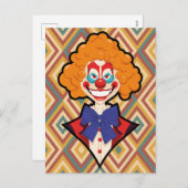ピエロ不気味レトロ不気味カラフルハロウィン シーズンポストカード (正面/裏面)