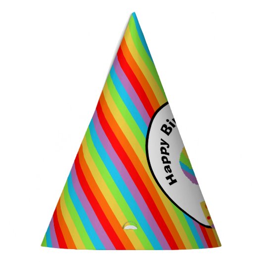 ピエロ付きレインボーウィッグパーソナライズされた誕生日 パーティーハット (左)