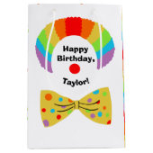 ピエロ付きレインボーウィッグパーソナライズされた誕生日 ミディアムペーパーバッグ (正面)