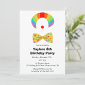 ピエロ付きレインボーウィッグパーソナライズされた誕生日 招待状 (スタンド正面)