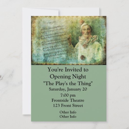 ピエロ俳優とソングシート 招待状 (正面)