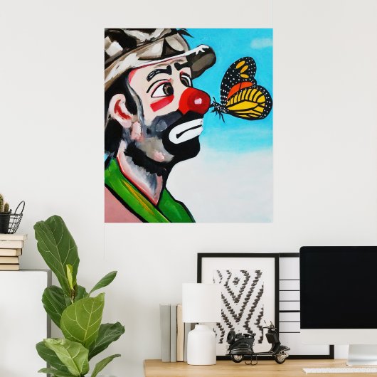 ピエロ及び蝶キス ポスター (ホームオフィス)