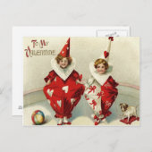 ピエロ子どもドッグボールハート ポストカード (正面/裏面)