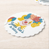 ピエロ手描きカーニバル誕生日 カラフル ペーパーコースター (アングル)