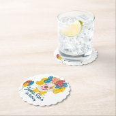 ピエロ手描きカーニバル誕生日 カラフル ペーパーコースター (インサイチュ)