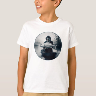 ピエロ漁師魚釣り面白いハロウィーンTシャツ Tシャツ