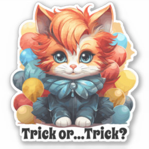 ピエロ猫ステッカー「トリックか…トリック？」 シール