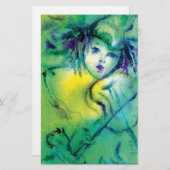 ピエロ遊のバイオリンの緑の黄色 便箋 (正面/裏面)