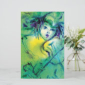 ピエロ遊のバイオリンの緑の黄色 便箋 (スタンド正面)