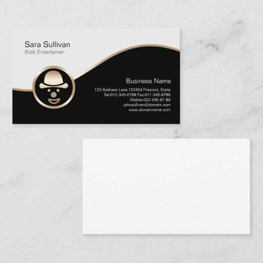 ピエロ顔アイコンキッズエンターテイナービジネスカード 名刺 (正面/裏面)