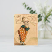 ピエロ骨格ヴィンテージイラストレーション ポストカード (スタンド正面)