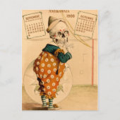 ピエロ骨格ヴィンテージイラストレーション ポストカード (正面)