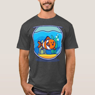 ピエロ魚が水族館の漫画で泳ぐ Tシャツ