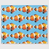 ピエロ魚のおもしろいキッズパターン ラッピングペーパー (フラット)