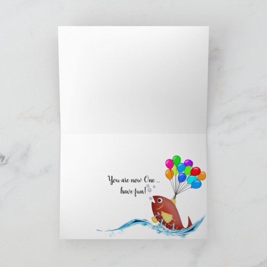 ピエロ魚の子供の誕生日 カード (内部)