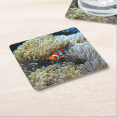 ピエロ魚の珊瑚礁 スクエアペーパーコースター (アングル)