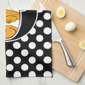 ピエロ魚の白黒水玉模様 キッチンタオル (四つ折り)