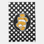 ピエロ魚の白黒水玉模様 キッチンタオル (縦)