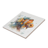 ピエロ魚、水彩陶瓦 タイル (側面)